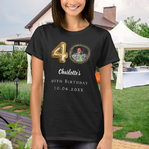 Foto på svart guld på 40-årsdagen t shirt