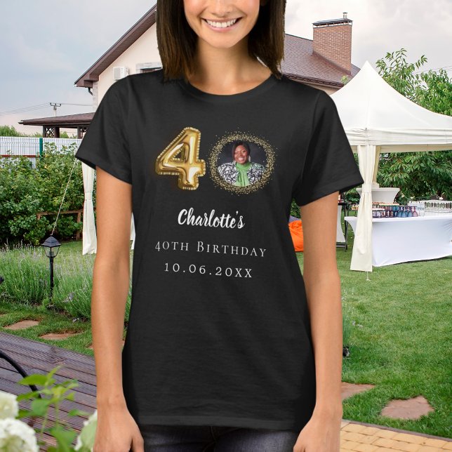 Foto på svart guld på 40-årsdagen t shirt (Skapare uppladdad)