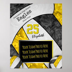Foto på svart gult-flickors volleyball-lag poster