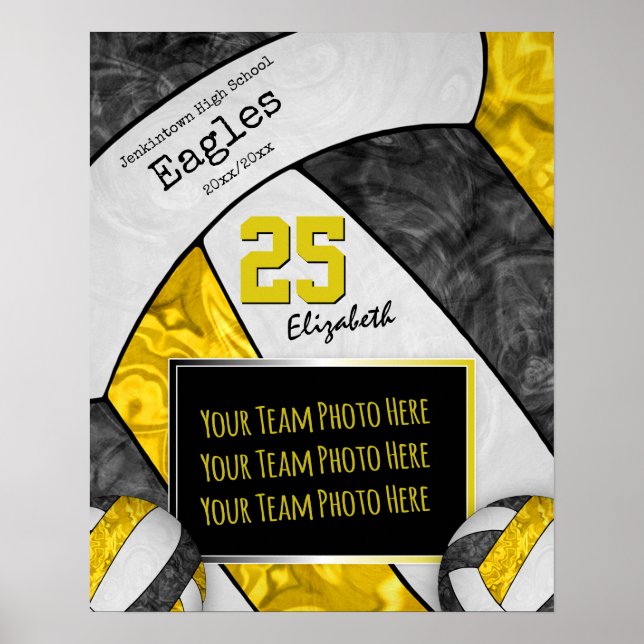 Foto på svart gult-flickors volleyball-lag poster (Framsidan)