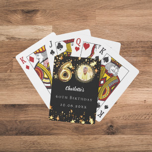 Foto på svarta guld-stjärnor, 60-årsdag casinokort
