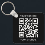 Foto på svartvitt QR-kod Nyckelring<br><div class="desc">Utformning av QR-kod för svartvitt som säljfrämjande åtgärd. Teckensnittet stil och QR-koden kan anpassas. Lägg till ett foto för att skapa din egen nyckelkedja för ditt lilla företag.</div>
