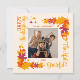 Foto på tacksam Thanksgiving för höstLämnat Julkort
