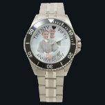Foto på tjugofemårsjubileum armbandsur<br><div class="desc">Personligens fotoklocka för din tjugofemte bröllop-årsdag (eller anpassa dig efter vad du vill!). Mallen är inställd så att du kan lägga till ett eget foto och du kan även redigera all text om du vill. Ordalydelsen sitter på ett halvgenomskinligt gräns-överlägg ovanför fotot. Exempeltexten lyder "TWENTY ♥ FFTH ANNIVERSARY]" i modern...</div>