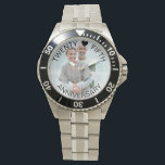 Foto på tjugofemårsjubileum armbandsur<br><div class="desc">Personligens fotoklocka för din tjugofemte bröllop-årsdag (eller anpassa dig efter vad du vill!). Mallen är inställd så att du kan lägga till ett eget foto och du kan även redigera all text om du vill. Ordalydelsen sitter på ett halvgenomskinligt gräns-överlägg ovanför fotot. Exempeltexten lyder "TWENTY ♥ FFTH ANNIVERSARY]" i modern...</div>