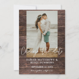 Foto på trä Ändra datum Inbjudningar