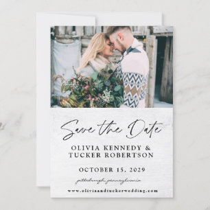 Foto på trä Rustic Save the Date-inbjudan Inbjudningar