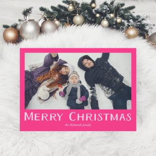 Foto på traditionell God jul med fetstil och rosa Julkort