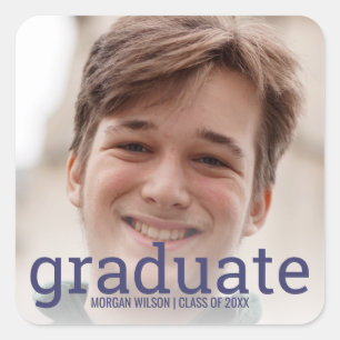 Foto på Trendiget studenten Navy Blue Overlay Fyrkantigt Klistermärke