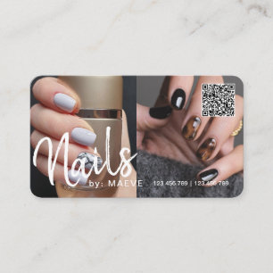 Foto på trendigets chic, modern QR-kod nagel Visitkort