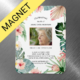 Foto på Tropical blommigt rosa Life firande Magnet