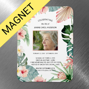 Foto på Tropical blommigt rosa Life firande Magnet