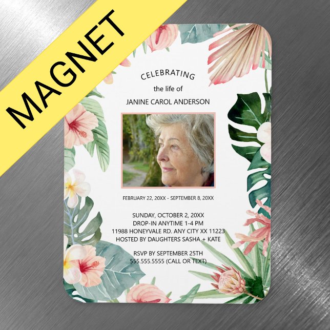 Foto på Tropical blommigt rosa Life firande Magnet (Skapare uppladdad)