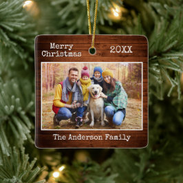 Foto på Typewriter Text God jul Wood Family Photo Julgransprydnad Keramik