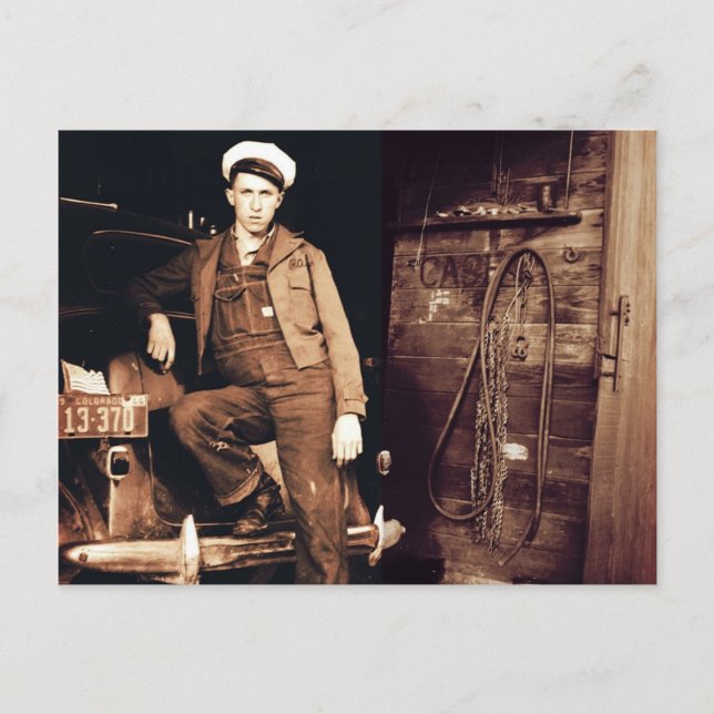 Foto på Unga mekaniska Vintagar Vykort (Framsida)