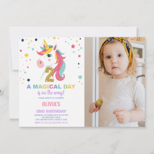 Foto på Unicorn Birthday Inbjudan 2:a födelsedagen