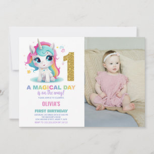 Foto på Unicorn Birthday Inbjudan första födelseda