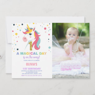 Foto på Unicorn Birthday Inbjudan första födelseda