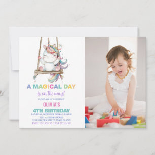 Foto på Unicorn Birthday Inbjudan första födelseda