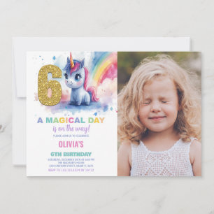 Foto på Unicorn Birthday Inbjudan i 6e