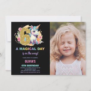 Foto på Unicorn Birthday Inbjudan i 6e