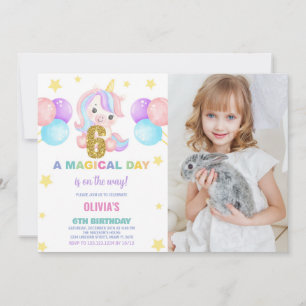 Foto på Unicorn Birthday Inbjudan i 6e