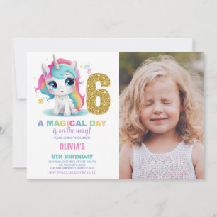 Foto på Unicorn Birthday Inbjudan i 6e