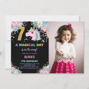 Foto på Unicorn Birthday Inbjudan i 7:e