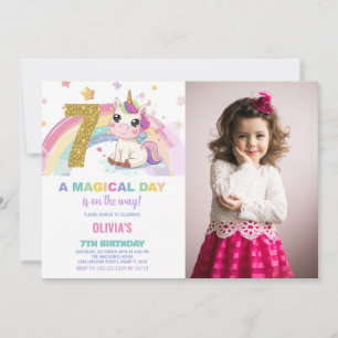 Foto på Unicorn Birthday Inbjudan i 7:e