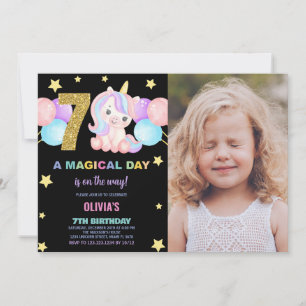 Foto på Unicorn Birthday Inbjudan i 7:e