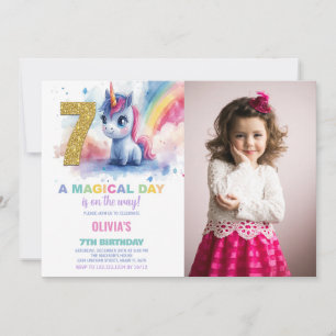 Foto på Unicorn Birthday Inbjudan i 7:e