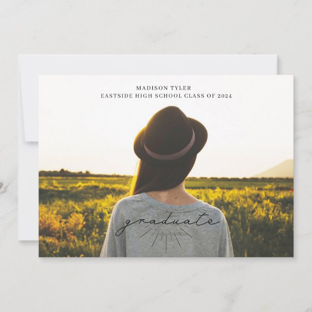 Foto på Vågrät Studenten i  Linje Art Black Script Meddelande (Framsida)