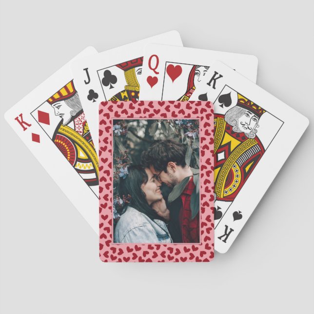 Foto på Valentine Red Hjärt mönster anpassningsbar Casinokort (Baksidan)