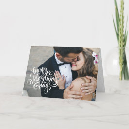 Foto på Valentines Day Modern Script Anpassningsba Helgkort