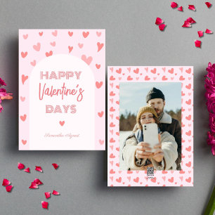 Foto på valentines day Rosa Peach Hearts Photo Julkort