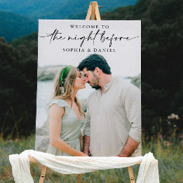 Foto på välkomstskylt kvällen före repetitionen