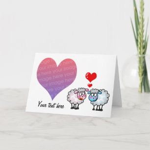 Foto på vår bröllopsdag (tecknad Sheeps) Kort