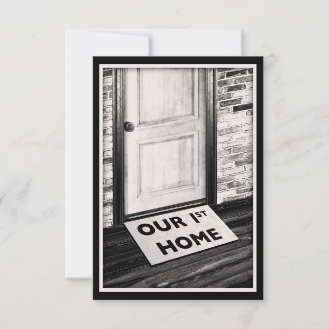 Foto på vår första dörrmatta inbjudningar (Framsida)