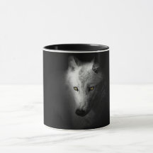 Foto på varg, svartvit varg