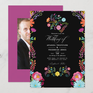 Foto på vattendfärg Blommigt i Mexiko Fiesta Bröll Inbjudningar
