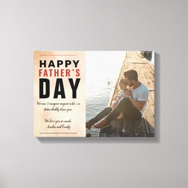Foto på vattenfärgen pappa Lycklig Far's Day Canvastryck (Framsida)