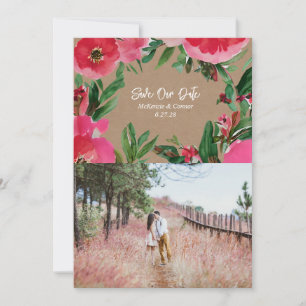 Foto på vattenfärgen Rosa Anemone Bröllop Cardstoc Spara Datumet