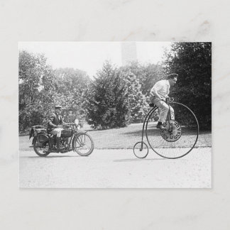 Foto på Velocipede och Vintage av motorcyklar Vykort