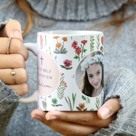 Foto på vildblomma första heliga kommunion kaffemugg