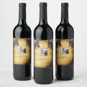 Foto på vindruvor från Winery Vineyard Bröllop Vinflaska Etikett