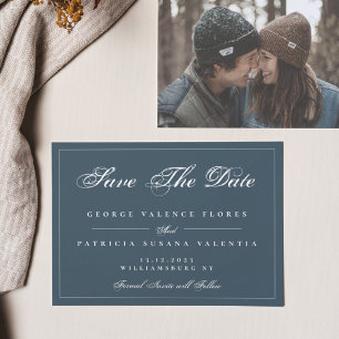 Foto på vit klassisk traditionell Elegant i marine Spara Datumet