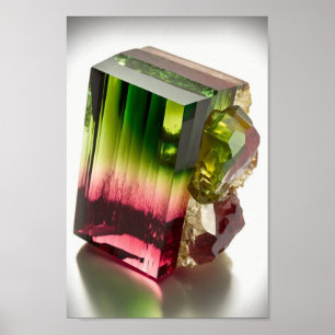 Foto på Watermelon Tourmaline crystal macrocloseup Poster