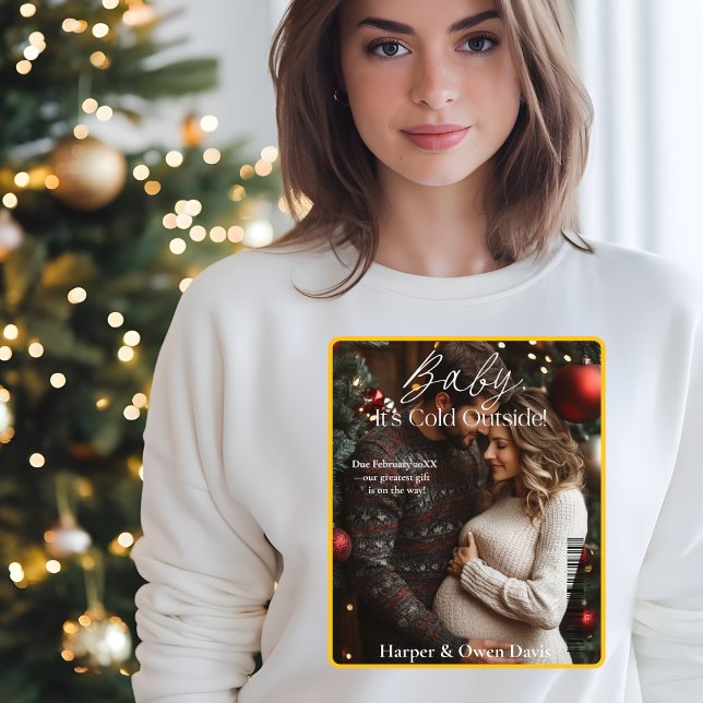 Foto på Winter Magazine Cover Gravid T Shirt (Christmas Magazine Cover Pregnancy photo Sweatshirt)