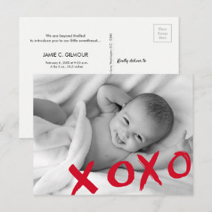 Foto på XOXO Valentine Birth-annons baby Meddelande Vykort