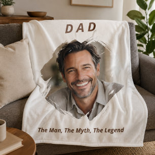 Foto Pappa man myt legend barn kräm beige Fleecefilt